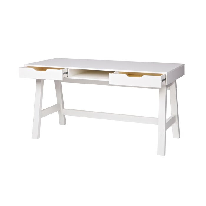 Birou Bragg, lemn, alb, 75 x 140 x 62 cm