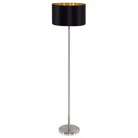 Lampadar Maserlo, metal/textil, negru, 152 x 38 cm