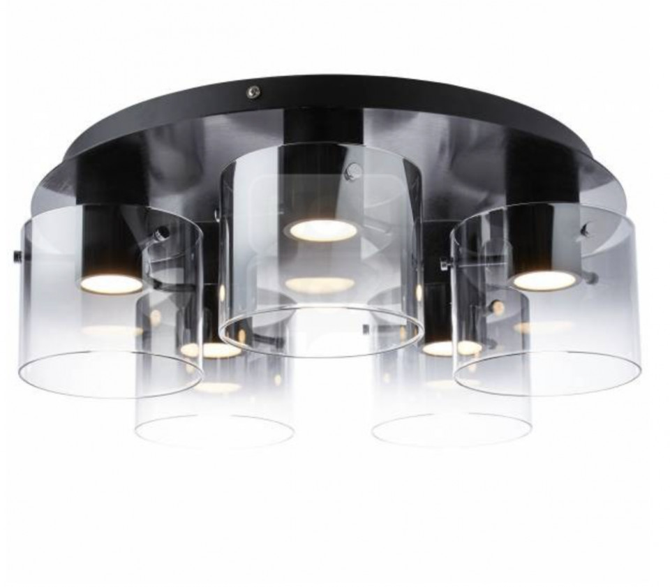 Lustra LED Beth III sticla /metal, 5 becuri, negru, diametru 530, 230 V, 5x8 W