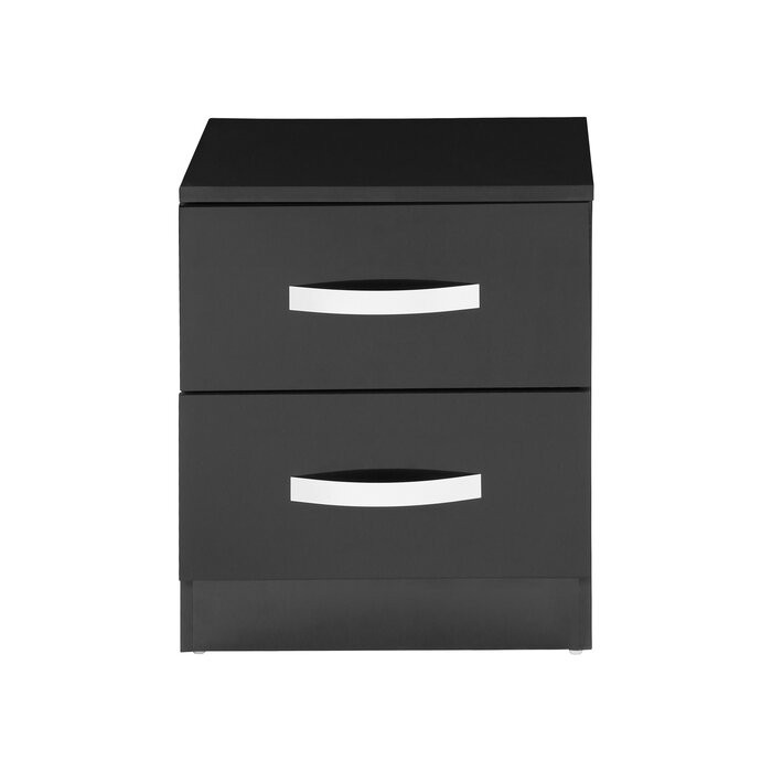 Noptiera Joselyn cu 2 sertare, negru, 40 x 36 cm