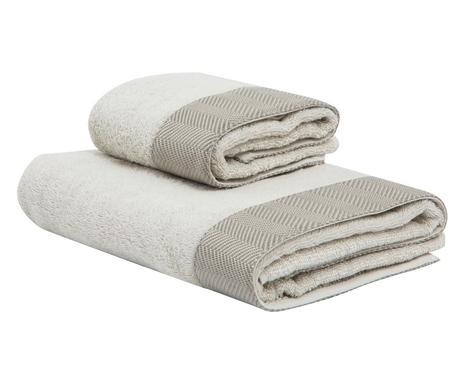 Set de 2 prosoape Bordo cu dungi gri