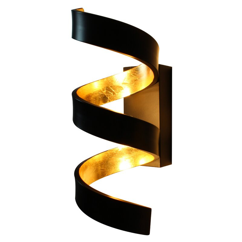 Aplică Mcallister cu 3 lumini LED, metal, negru / auriu, 26cm H x 13cm W x 10cm D