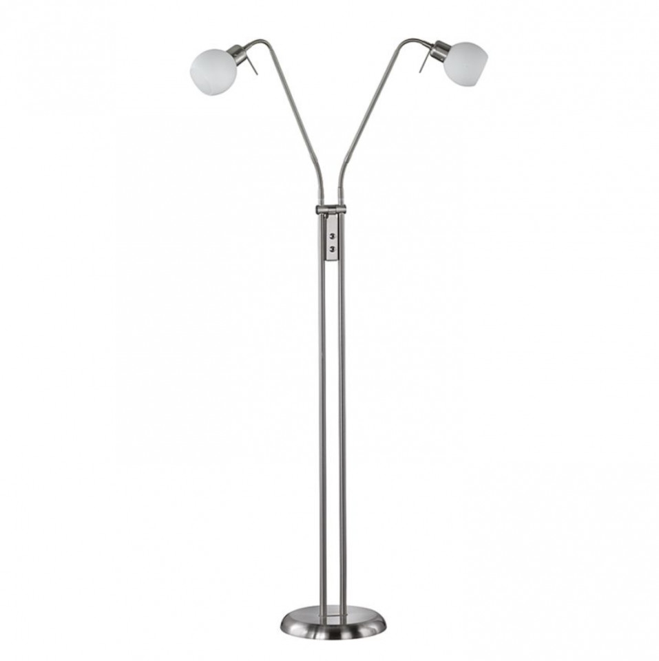 Lampadar LED Nickel metal, argintiu, 2 becuri, 230 V, 310 lm