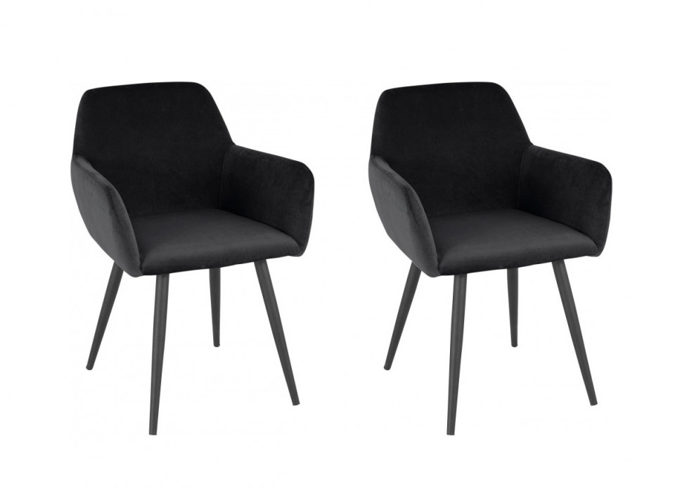 Set de 2 fotolii Live, catifea, negru, 55 x 40 x 78 cm