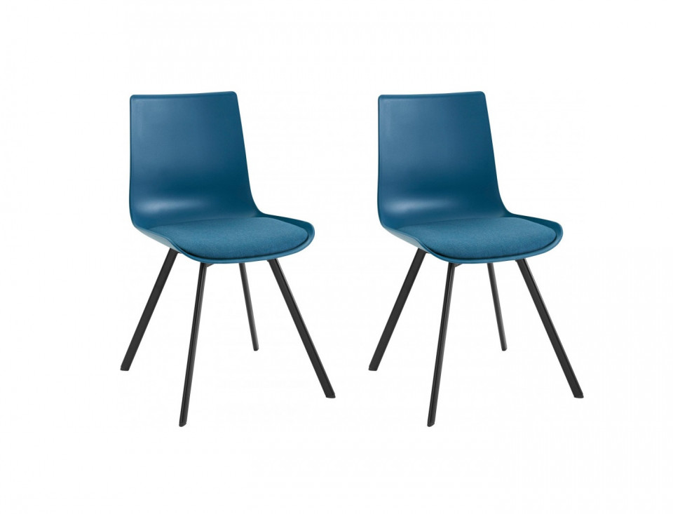 Set de 2 scaune Lucky, tesatura/metal, albastru petrol, 48x40x43 cm