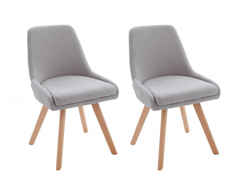 Set de 2 scaune Rudi, tapitat/stejar , gri deschis, 50x58x82 cm
