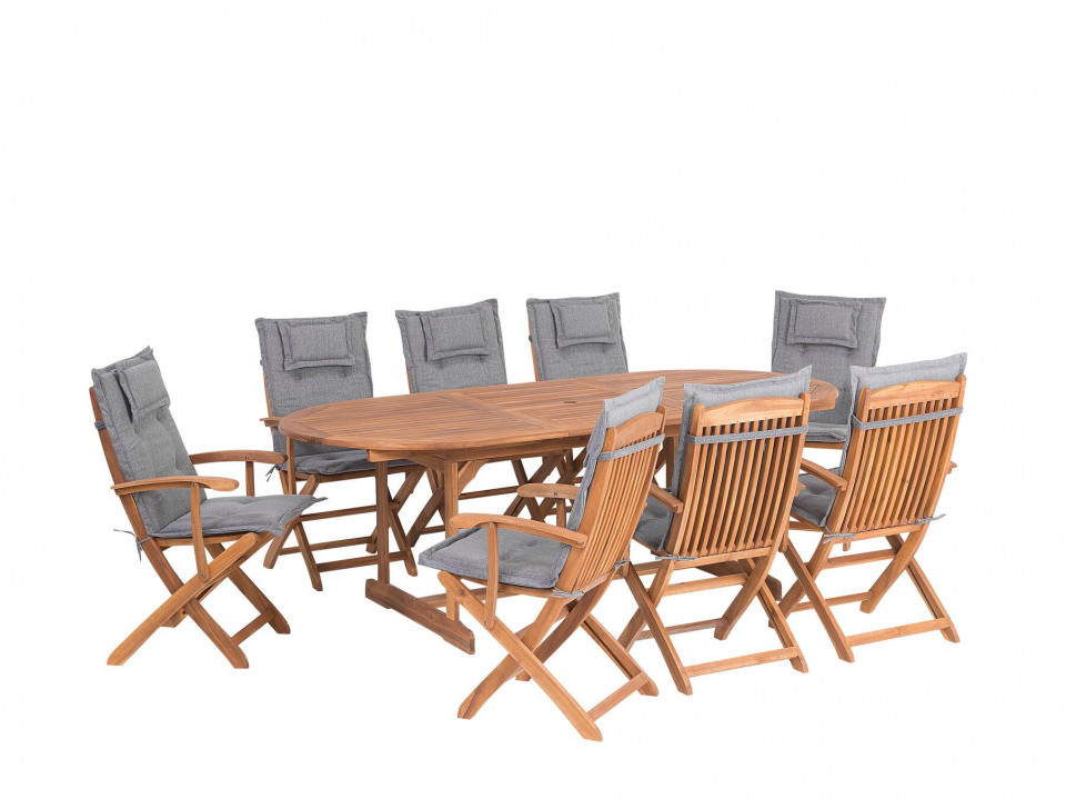 Perversion Metal line Humidity Set de terasa Maui, masa si 8 scaune din lemn de salcam - Chilipirul Zilei