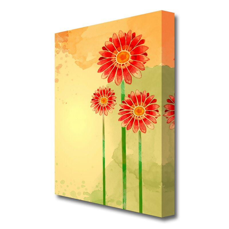 Tablou canvas 'Trio of Daisies Flowers' 101.6 cm Inaltime x 66 cm Latime