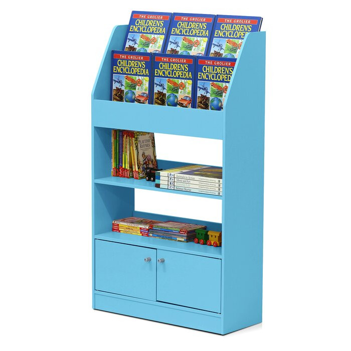 Biblioteca pentru copii Gainseville, PAL, albastra, 107 x 65 x 24 cm
