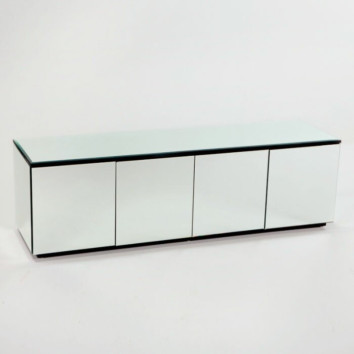 Buffet Bauder, lemn/ sticla, alb, 57 x 182 x 50 cm