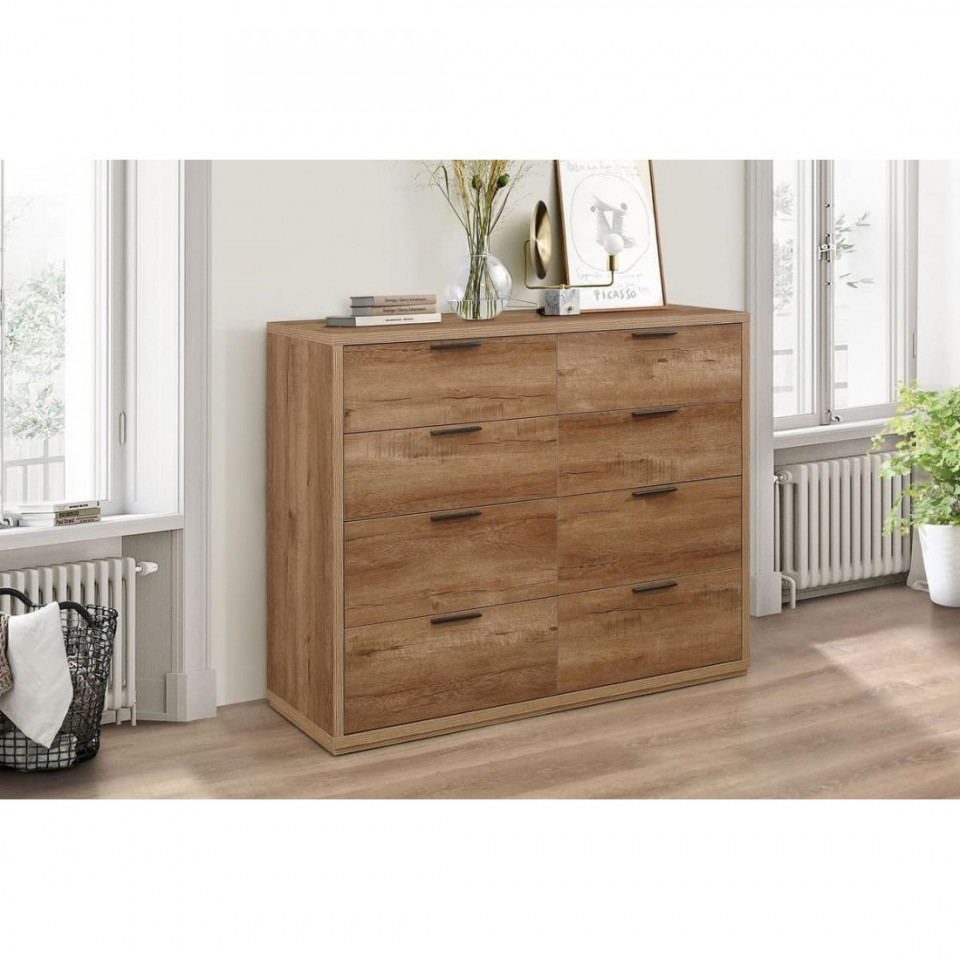 Comoda Stockwell, MDF cu aspect de stejar