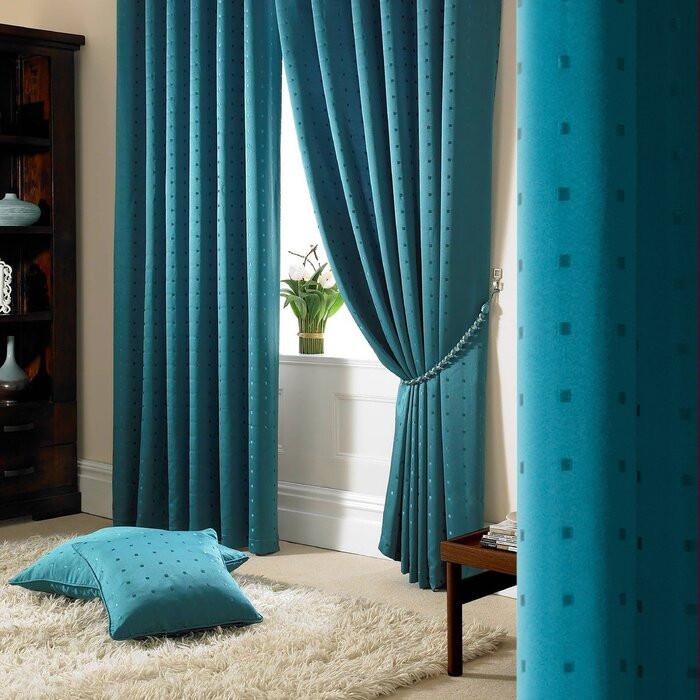 Set de 2 draperii Bersum, polister, teal, 116 x 228 cm