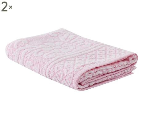 Set de 2 prosoape Anemone rosa, 55x105 cm