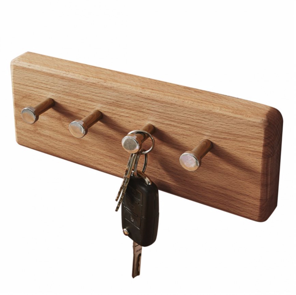 Suport pentru chei Anamur din lemn de fag/metal, maro, 25 x 10 x 5 cm