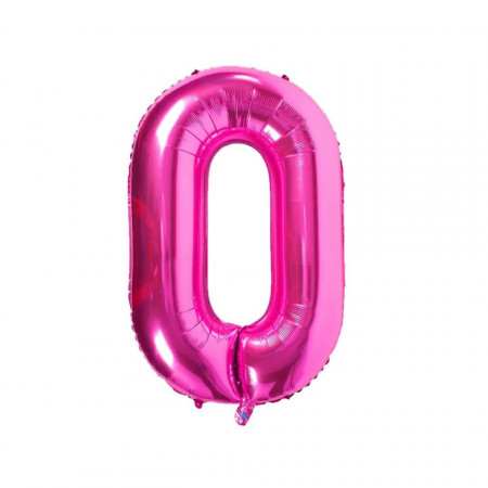 Balon aniversar Haioo, cifra 0, roz, 66 cm