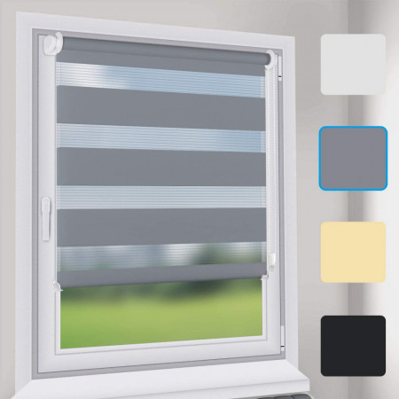 Jaluzea duo pentru fereastra Sekey, poliester, gri, 80 x 150 cm