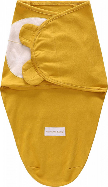 Sac de dormit pentru bebelusi Miracle Baby, bumbac, galben, 3-6 luni
