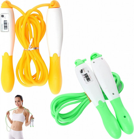 Set 2 corzi de sarit LUKIUP, plastic, alb/verde/galben, 2,7 m