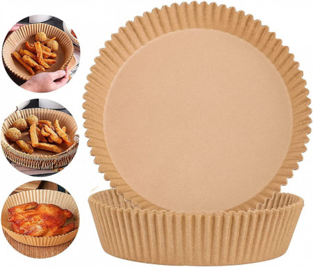 Set 50 bucati hartie de copt pentru friteuza MIUTME, hartie, bej, 16 cm