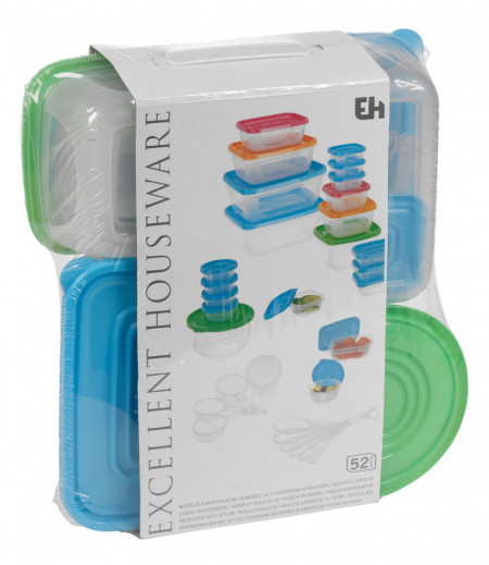 Set 52 piese Karll, 21 de caserole cu capac si accesorii, 35.5 x 31 x 9 cm, polipropilena, Multicolor