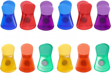 Set de 12 clipsuri magnetice TSLBW, plastic, multicolor, 7 x 4 x 3 cm