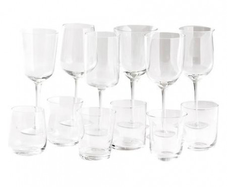 Set de 12 pahare transparente Diseguale