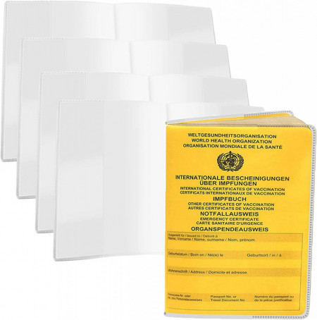 Set de 4 coperti pentru pasaport/carnet Mizijia, PVC, transparent, 93 x 130 mm