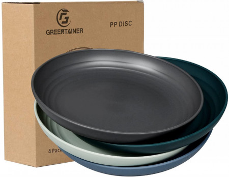 Set de 4 farfurii Greentainer, plastic, multicolor, 22,3 x 3,8 cm
