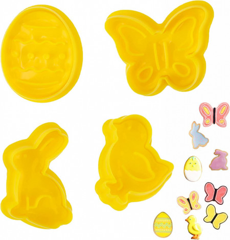 Set de 4 forme pentru prajituri GUBOOM, plastic, galben