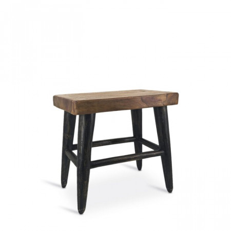 Taburet Gorman, lemn, maro/negru, 45 x 45 x 27 cm