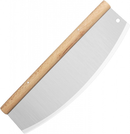 Cutit pentru taiat pizza Asdirne, lemn/otel inoxidabil, argintiu/natur, 28 x 11 cm