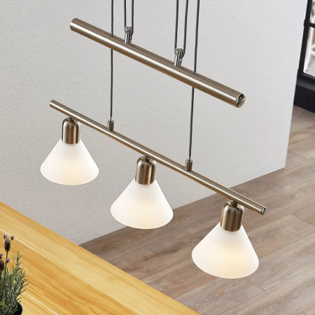 Lustra tip pendul Delira, metal/sticla, alb/argintiu, 54 x 180 cm