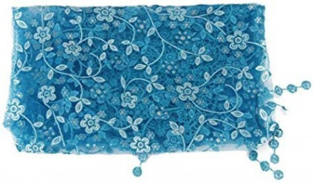 Patura cu dantela pentru bebelusi Matissa, textil, albastru, 138 x 70 x 70 cm