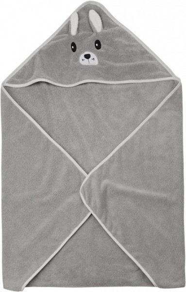 Prosop cu gluga pentru copii MINIMOTO, bumbac, gri, 80 x 80 cm