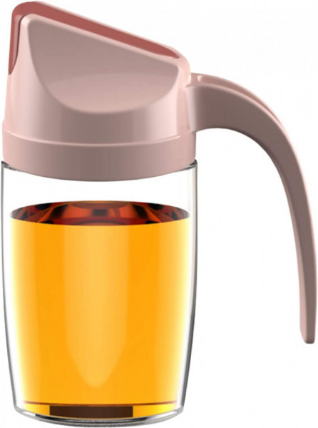 Recipient pentru ulei/otet 123 Life, polipropilena/sticla, transparent/roz, 15 x 7,5 cm, 300 ml