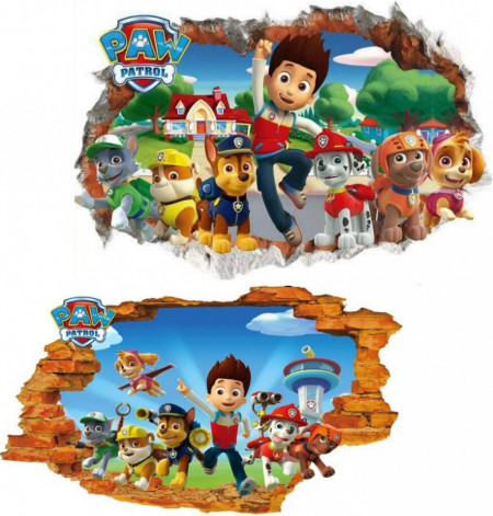 Set de 2 autocolante Paw Patrula Kibi, vinil, multicolor, 43 x 65 cm