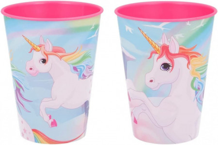 Set de 2 pahare cu unicorni Ils i Love, plastic, multicolor, 260 ml