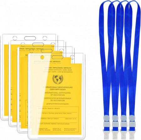 Set de 4 ecusoane pentru certificat/legitimatie Mizijia, PVC, transparent, 155 x 110 mm