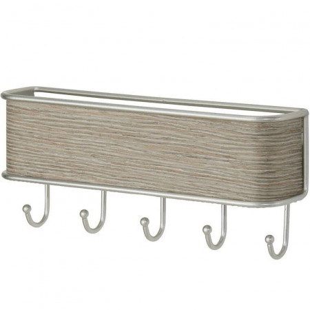 Suport de perete pentru corespondenta/chei mDesign, lemn/metal, natur/gri, 26,7 x 6,4 cm