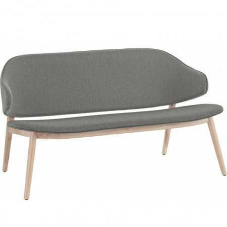 Banca tapitata Sporring Andas, lemn masiv/textil, natur/gri deschis, 136,5 x 70 x 70,5 cm