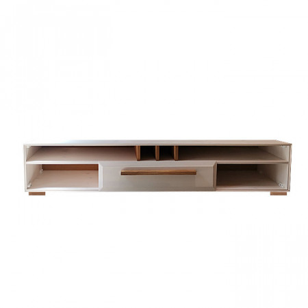 Comoda TV, lemn masiv, alb/natur, 35 x 180 x 95 cm