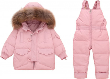 Costum pentru copii cu geaca si pantaloni Balipig, roz, poliester, 24 - 36 luni