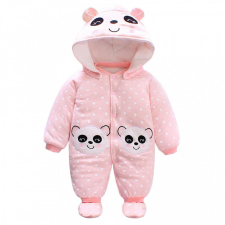 Costumas pentru bebelusi JiAmy, roz, bumbac, 6-9 luni