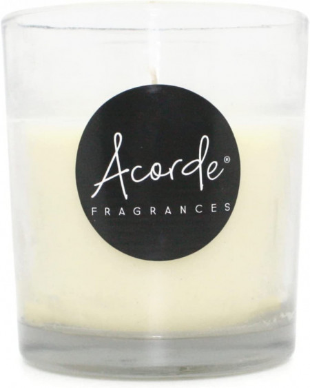 Lumanare parfumata UVTQSSP, ceara de soia, transparent/alb, aroma de vanilie