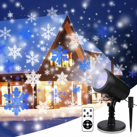 Proiector de lumini cu LED de ninsoare YMing, IP65, telecomanda, negru, plastic/aluminiu
