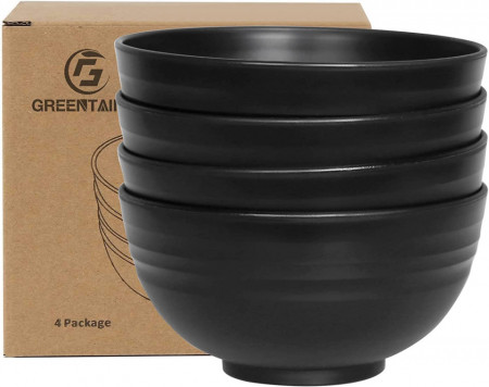 Set de 2 boluri pentru cereale Greentainer, plastic, negru, 14,9 x 8 cm, 710 ml