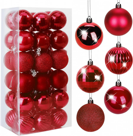 Set de 36 globuri pentru bradul de Craciun BLAZOR, plastic, albastru inchis, 4/6 cm