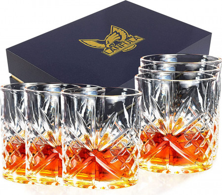 Set de 6 pahare de Whiskey Lanfula, sticla, transparent, 300 ml