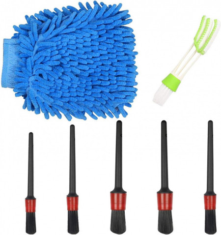 Set de 7 perii pentru curatarea masinii LOPOTIN, multicolor