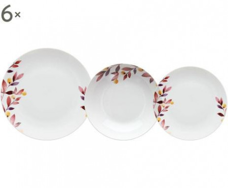 Set de vase Madison, 18 piese, portelan, multicolor